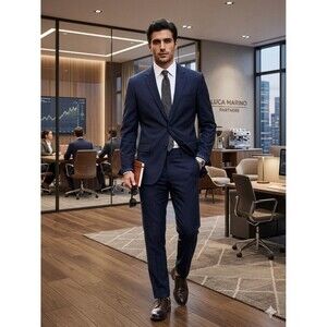 J. Crew Ludlow Suit Navy Blue Loro Piana Super 120s Italian Wool Men’s 42R 32x30